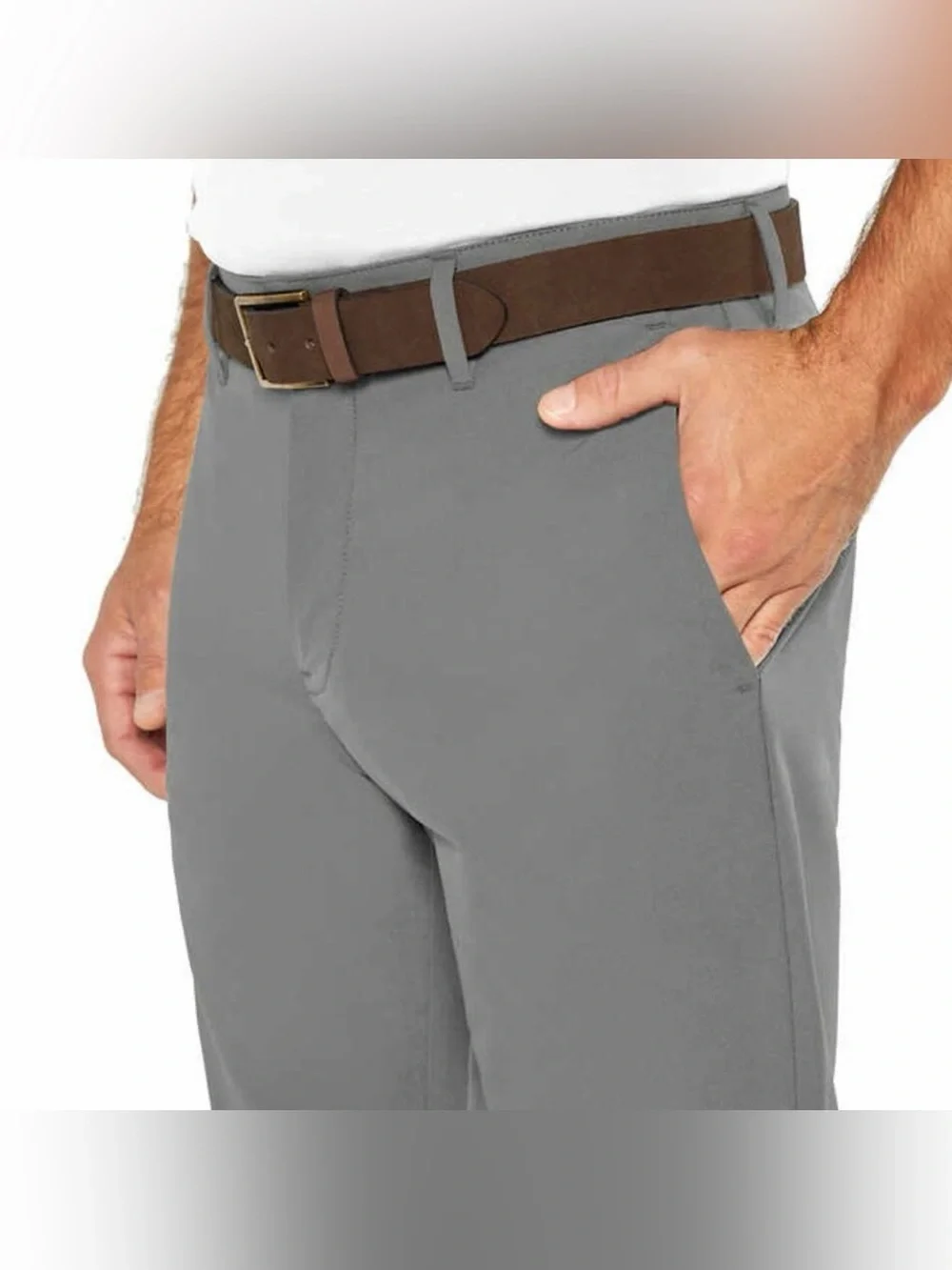Banana Republic Slim Flat-Front Pants in Light Gray